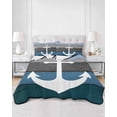 thumbnail image 3 of Blue Nautical Anchor Twin Size Down Alternative Comforter, Lightweight Comforter Quilt Bedding Set with Pillow Shams Rustic Distressed Wood Grain All Seasons Bed Comforter Duvet Insert 68"x86", 3 of 7