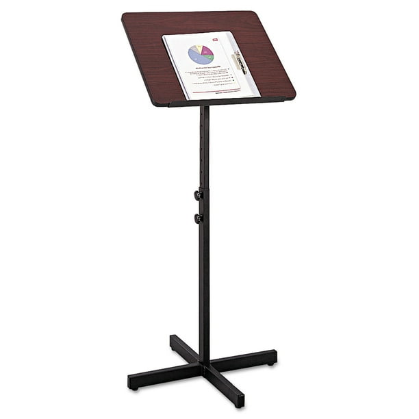 Safco Adjustable Height Portable Stand Up Podium Lectern, Mahogany