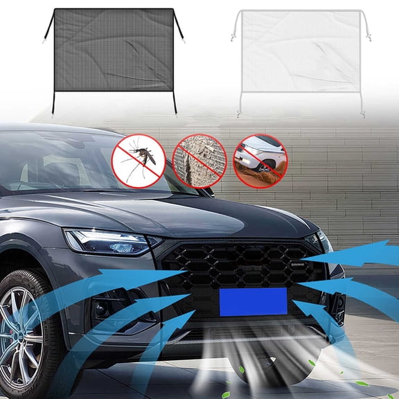Vacemry 2Pcs Car Grille, Mesh Car Grille Guard for Radiator Protection, Black Nylon Screen to Prevent Bugs and Debris, Universal Fit for Vehicles, Easy to Install Without Tools