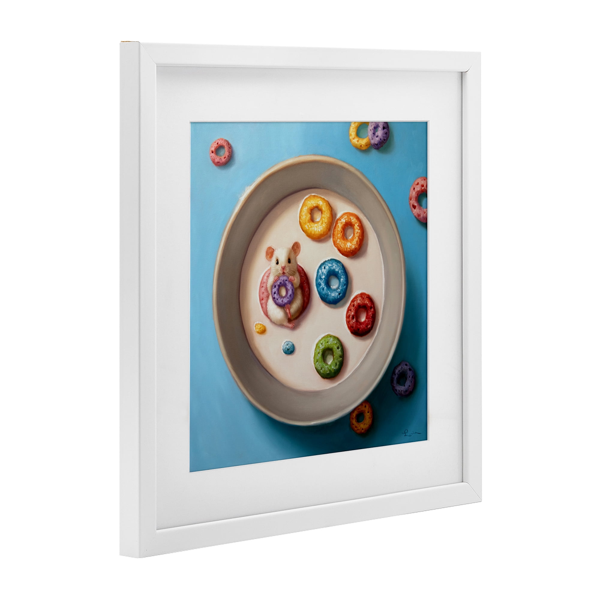 Stupell Industries Morning Dunk Cereal Mouse White Framed Print Under Glass, design by Lucia Heffernan
