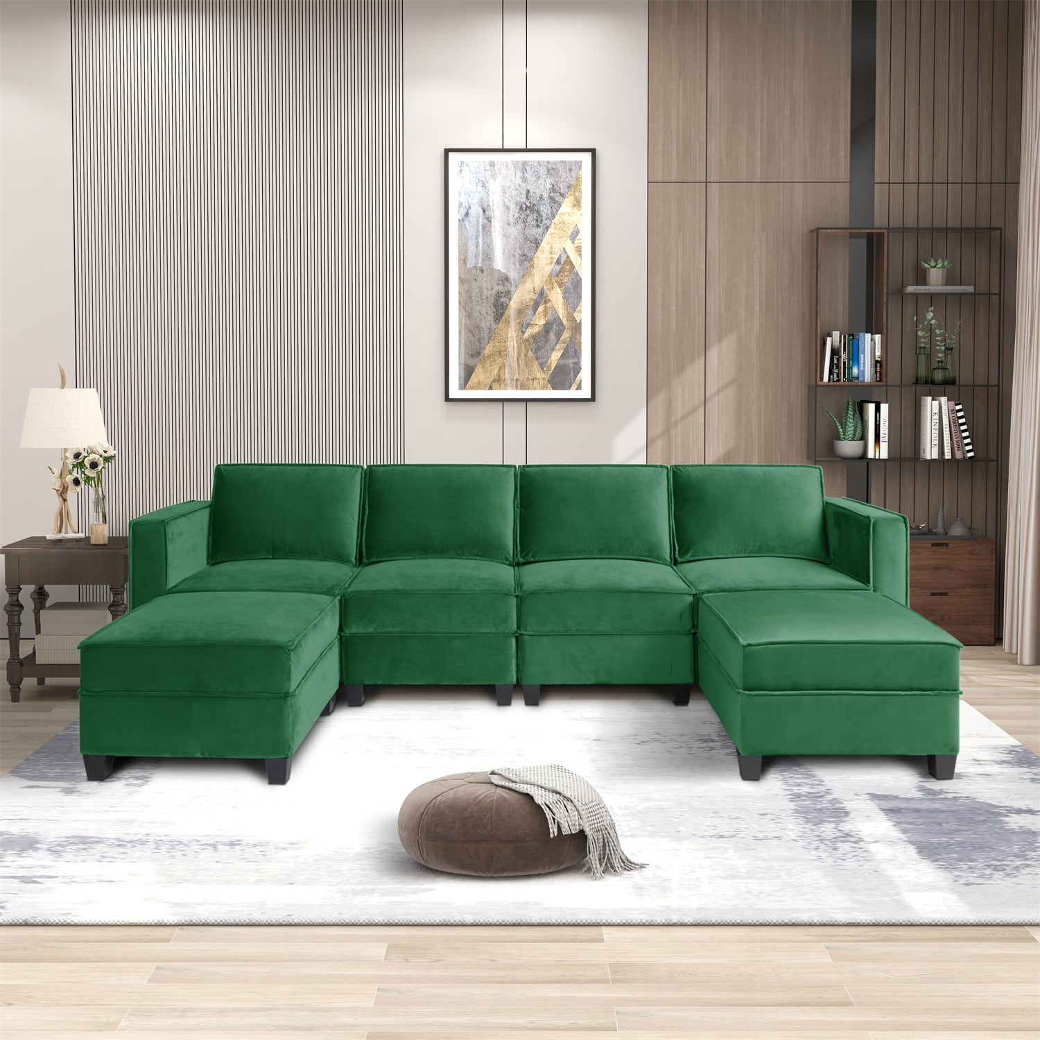 114.5" UShaped Sectional Sofa with 2 Storage Chaise, Convertible