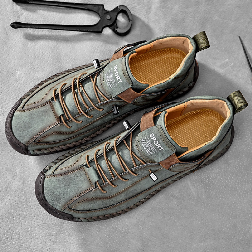 Mens Business Casual Shoes Comfortable Fashion Sneakers Lightweight Hiking Shoes Breathable Outdoor Shoes Green 7.5 US