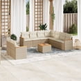 thumbnail image 1 of vidaXL 10 Piece Garden Sofa Set with Cushions Beige Poly Rattan, 1 of 5