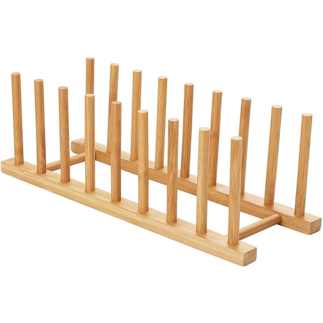 Estante Secador de Bambú para Platos Tapas Tablas de Cortar Tazones Libros y Tablets Soporte Organizador de Cocina