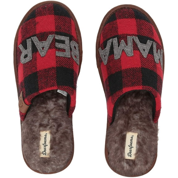 Dearfoams Memory Foam Mama Bear Buffalo Check Plaid Size XL (11-12)