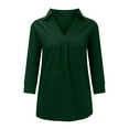 thumbnail image 4 of LYXSSBYX Solid Color Long Sleeves for Women Plus Size Casual Loose Pullover V-neck Top Shirt, 4 of 9