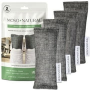 Moso Natural Shoe Deodorizer Inserts, Charcoal Odor Absorber for Shoes, Gym Bag & Boot Deodorizer, Long-Lasting Shoe Odor Elimination, Unscented Air Purifying Bags (Two Per Pack. 4 Total)