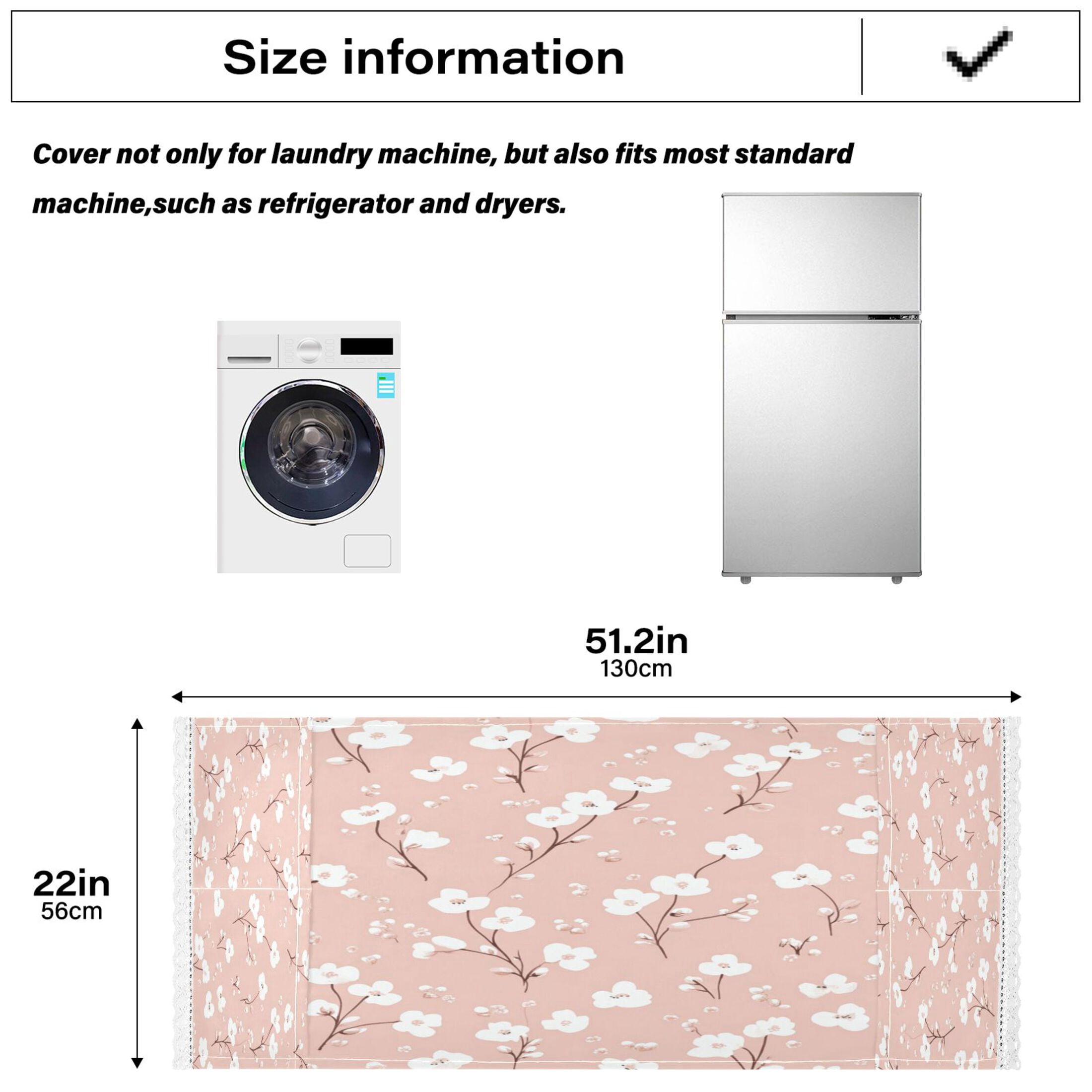 WOBOGO Pattern with Small White Flowers on Pink Background Washing Machine Cloth Dryer Refrigerator Top Cover Protective Non-Slip Mat For Kitchen Laundry