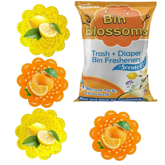 New & Improved: Bin Blossoms Peel & Stick Air Freshener, Citrus Fresh, 4 Count, 4 Pack