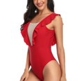 thumbnail image 3 of Meichang Womens One Piece Swimsuits Mesh Patchwork Bathing Suits High Cut Ruffle Swimming Suits Slimming Tummy Control Swimwear Sexy Backless Swimsuits 2024 Summer Fashion, 3 of 9