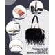 thumbnail image 5 of Bolso de mano Tessco para mujer, con plumas de avestruz, esponjoso, negro, 5 of 6