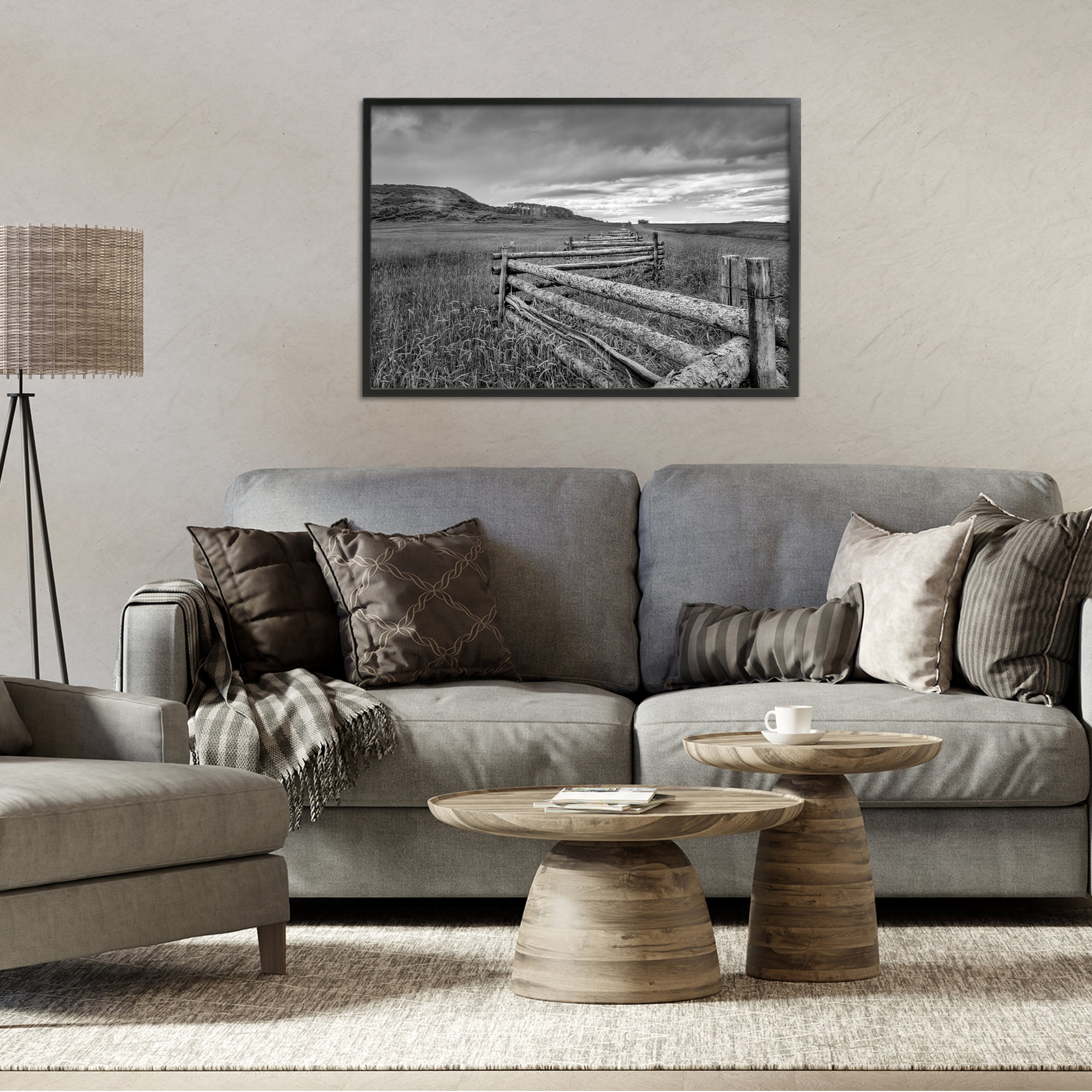 Stupell Industries Weathered Fence to Distant Horizon Black Framed Giclee Art, design by Jon Evan