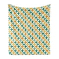 thumbnail image 1 of Geometric Soft Flannel Fleece Throw Blanket, Abstract Colorful Pattern Circular and Diamond Shaped Cubic Print, Cozy Plush for Indoor and Outdoor Use, 60" x 80", Yellow and Blue, by Ambesonne, 1 of 6