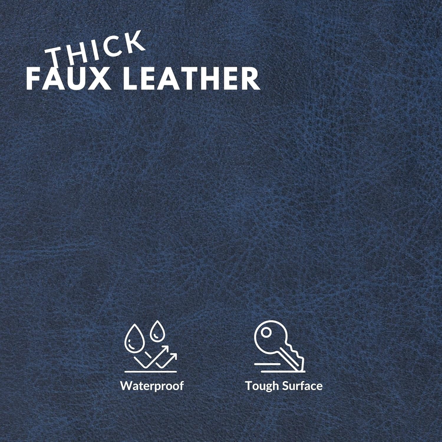 Faux Leather Fabric, Thick Durable Synthetic Repholstery Leather Vinyl, Soft Touch Distressed DIY and Craft Material - Cut by The Yard (Aged Blue)