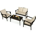 thumbnail image 1 of Topbuy Brun Rotin Osier 4PCS Patio Meubles Ensemble Coussiné Canapé Canapé Table Basse, 1 of 4