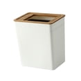 thumbnail image 3 of Contenedor de basura con tapa de bambú, contenedor de basura delgado antideslizante para baño interior Pequeña Soledad bote de basura, 3 of 8