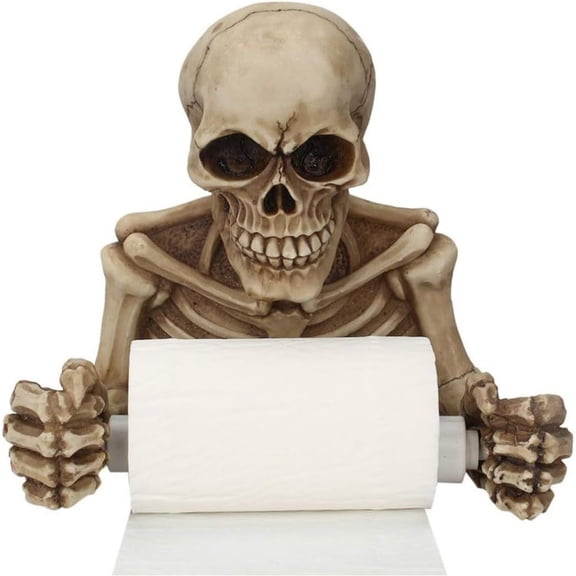 Skeleton Toilet Paper Holder Wall Mount Resin Gothic Bathroom Decor