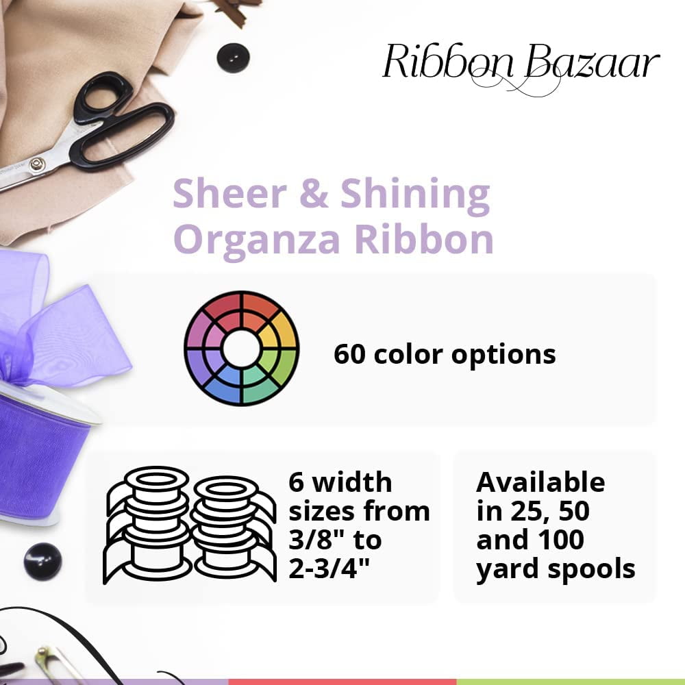 Ribbon Bazaar Plain Sheer Organza 1-1/2 Moss 100yd 100% Nylon Ribbon