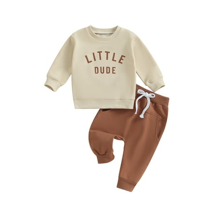 

Bagilaanoe 2PCS Toddler Baby Boy Pants Set Letter Print Long Sleeve Sweatshirt Tops + Sweatpants 6M 12M 18M 24M 3T Kids Casual Sweatsuits