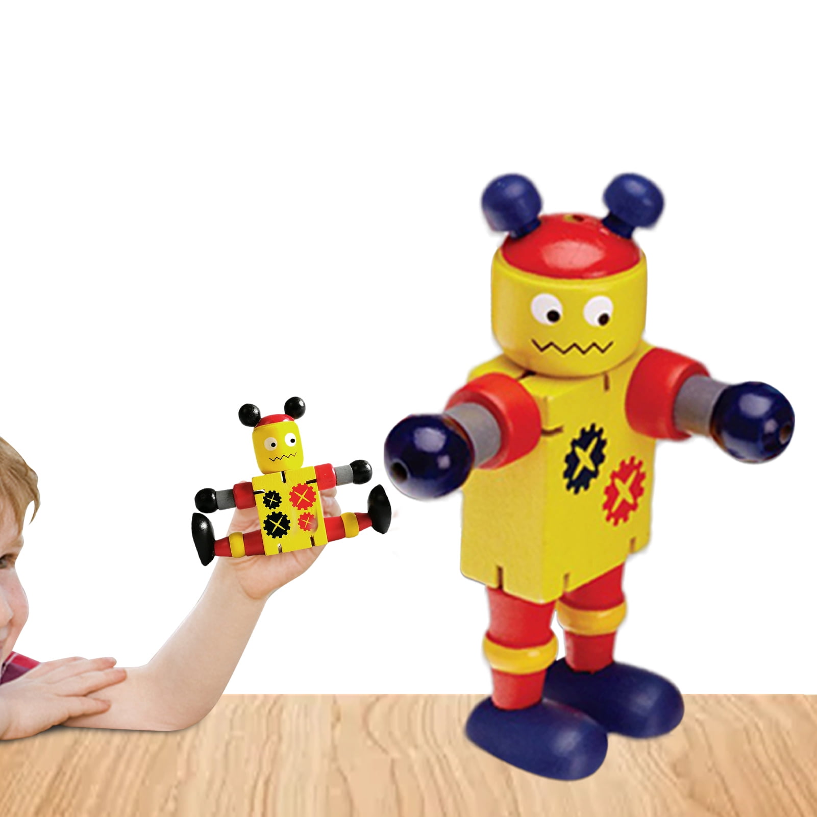 6 Pieces Wood Flexible Puppet Robots Kids Children Game Toy Poseable Gift 