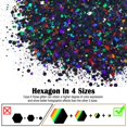thumbnail image 3 of Ceya Holográfica Chunky Glitter 4.9oz/ 140g Negro Craft Glitter Polvo Mezclado Grueso Escamas Finas Lentejuelas de Uñas Iridiscentes para Arte de Uñas Cabello Resina Epoxi Vasos Pintura Limo Decoració, 3 of 4