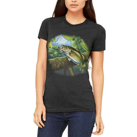 Action Bass Fishing Juniors Soft T Shirt Heather Black 2XL