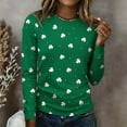 thumbnail image 2 of Ladies Tops and Blouses Stylish Long Sleeve St. Patrick'S Day Graphic Print Festive Rugby Shirt for Women,Green,4XL, 2 of 4
