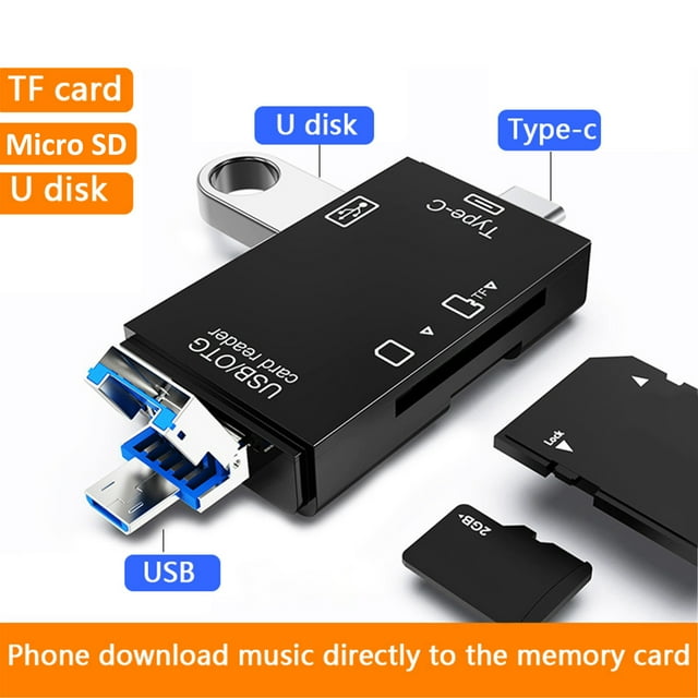 Lubelski 6-in-1 Multifunctional USB 3.0 Card Reader Mini Type-C TF-SD Card Reader OTG Adapter for Mobile Phone