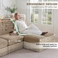 thumbnail image 3 of 106.1'' Modular Sectional Sofa, Chesterfield Velvet U-Shaped Couch, Upholstered 3-Seater Sofa with 2 Ottomans, Button Tufted, Tassel Fringe Skirt, Deep Couches for Living Room, Bedroom, Camel, 3 of 11