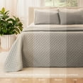 thumbnail image 6 of Bare Home Quilt Set - 3 Piece - Diamond Stitched Bedspread Coverlet - Full/Queen, Light Gray, 6 of 8
