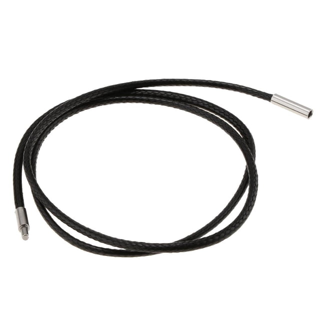 Black Waxed Cord Necklace Adjustable Finished 2mm 18"String Rope Clasp Chain