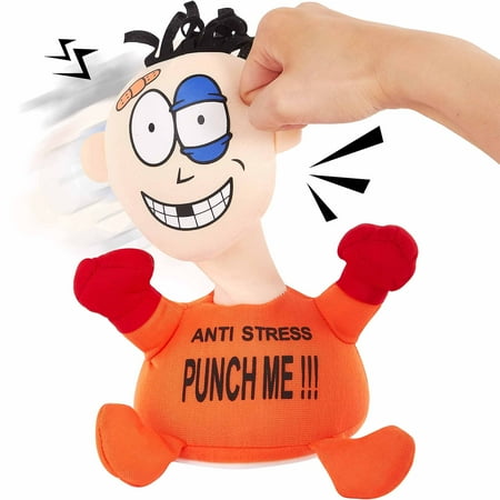 Doingart Interactive Fidget Toy Plushie Punch Me, Funny Vent Screaming Doll Sensory Toy for Adults Kids Stress Relief Decompression, 9in
