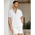 thumbnail image 5 of COOFANDY Men's Linen Solid Wedding Short Sleeve Shirt Button Up Relaxed-Fit Shirts, 5 of 7