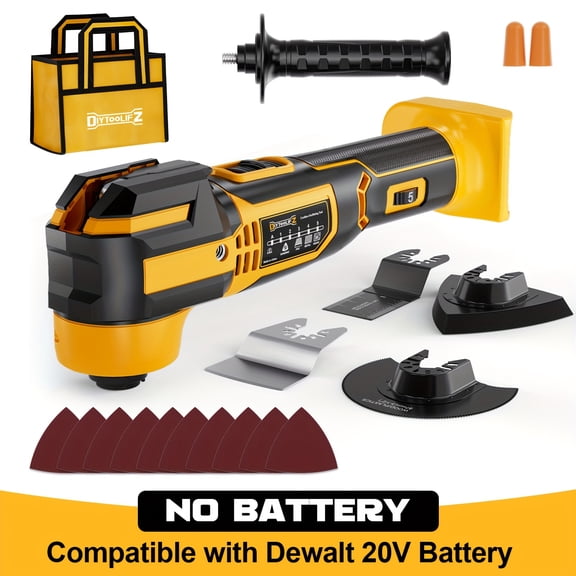 Oscillating Multi-Tool Cordless Compatible with DeWalt 20V Battery, 6 Variable Speeds 21000 OPM Brushless Motor Multitool,4.5°Swing,Fast Smooth Cutting with LED Light for Scraping, Sanding(Tool Only)