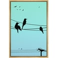 thumbnail image 3 of PixonSign Framed Canvas Print Wall Art Teal Sky with Birds Animals Wildlife Illustrations Modern Art Minimalist Scenic Fun Multicolor Ultra for Living Room, Bedroom, Office - 24"x36" Natural, 3 of 5