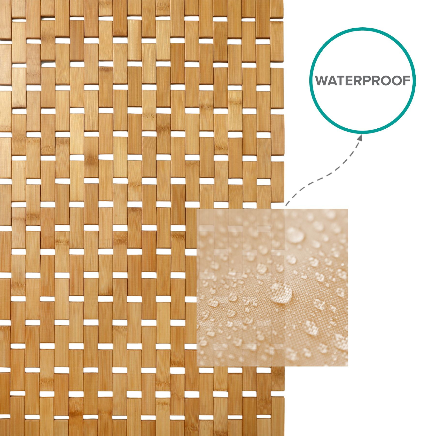 Foot Mat - For Wet Areas - Bamboo - Natural - White - ApolloBox