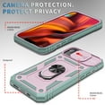thumbnail image 3 of Military Grade Drop Impact for iPhone 11 Pro Max Camera Lens Slide Protection Case 360 Metal Rotating Ring Kickstand Holder Armor Shockproof Case For iPhone 11 Pro Max,
Pink+Green, 3 of 11