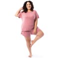 thumbnail image 2 of Fruit of the Loom Women's Soft and Breathable Short Sleeve Crew Top & Pajama Short Set, Sizes S-4X, 2 of 10