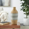 thumbnail image 2 of DecMode 19" Handmade Wrapped Brown Seagrass Vase with Layered Gray Paneling, 2 of 8