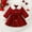 Red, variant on Girls Fleec𝖾 Lined Peacoat Dress with Belt, Padded Warm Winter Coat Rufles Buttons Collar Kids Outerwear for Cold Days