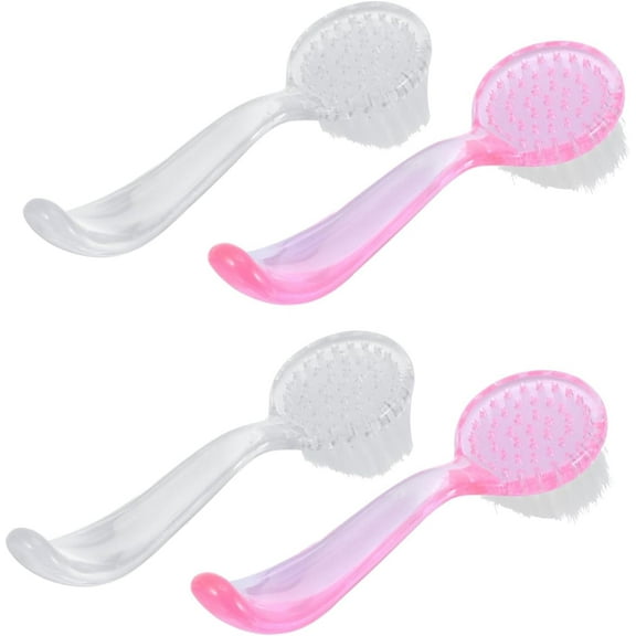 4pcs Nail Brush Dust Brush Toe Scrubber Hand Nail Scrub Brush Manicure Brush Nail Cleaner Brush Nubuck Cleaner Acrylic Nail Brush Long Handle Nail Brush Fingernail Cleaner Grip