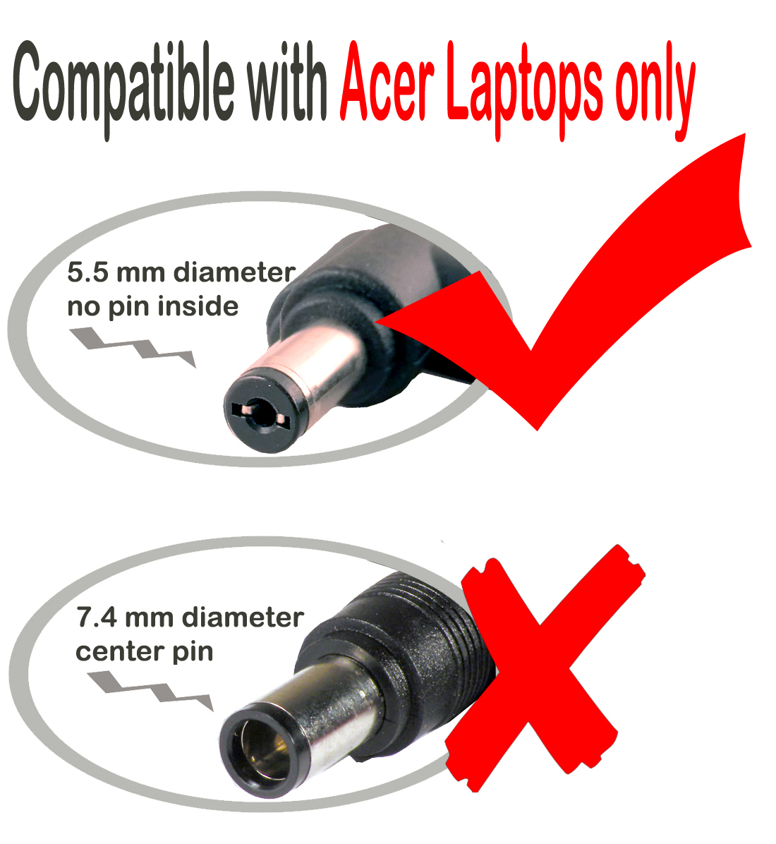 iTEKIRO 135W AC Adapter for Acer PA-1131-16; Acer Aspire A715, VN7-592G, VN7-792G, ConceptD 3 CC314 CC315 CN314 CN315 CN515, Acer Nitro 5 7 Gaming AN515, AN517, AN715, AN515-41, AN515-51, AN715-51 - image 3 of 7