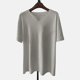 thumbnail image 2 of Men's Casual Solid Color V-Neck Gentleman's Business Short Sleeve Fitness T-Shirt M, 2 of 4