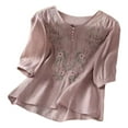 thumbnail image 2 of Short Sleeve T Shirts for Women Floral Print Spring Basic Tee Casual Crew Neck Y2K Tops, 2 of 6