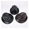 thumbnail image 3 of Hat Real Leather Jazz Hat Men Autumn Winter British Style Men's Brown Black Flat Cap ,Comfortable to Wear, 3 of 4