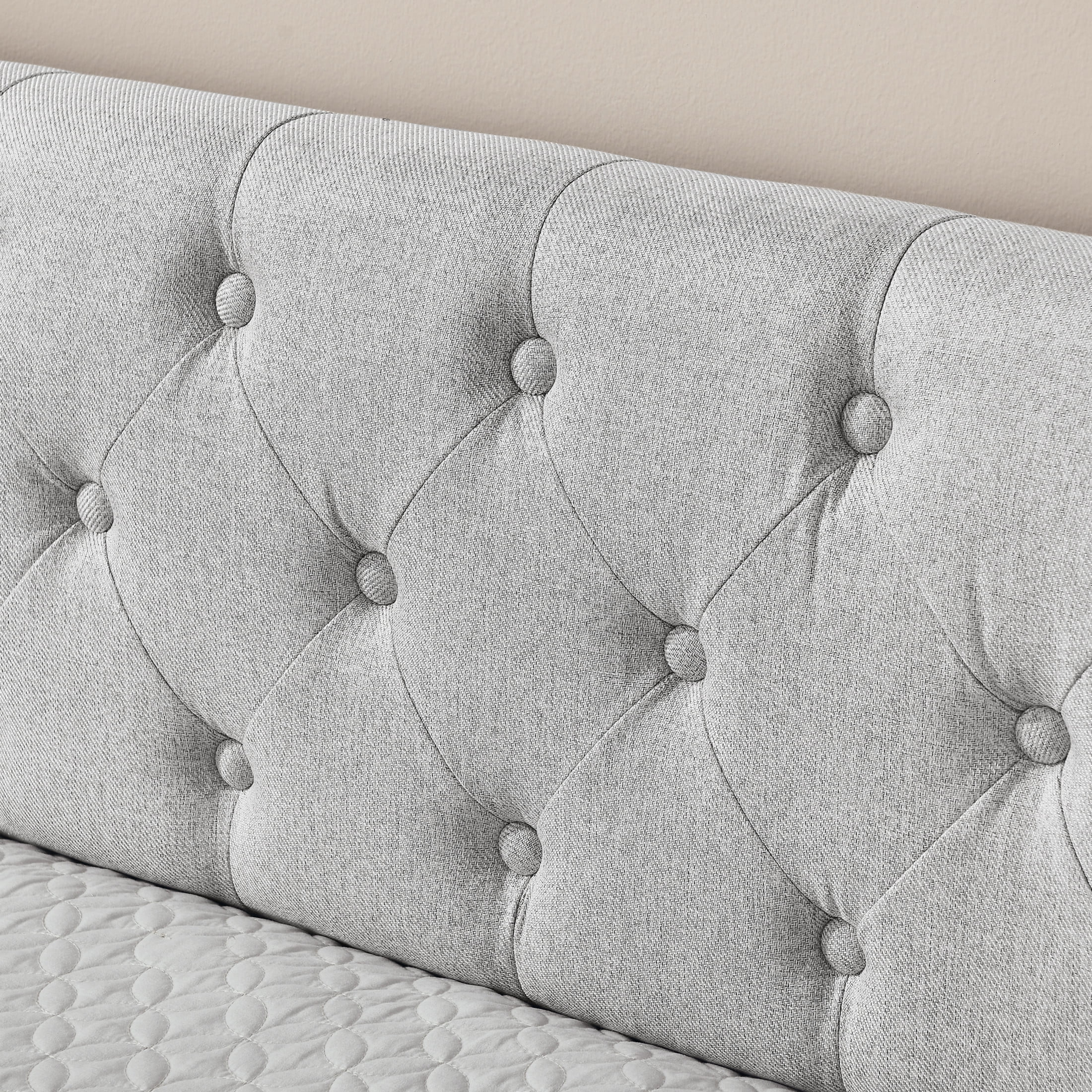 Noble House Nevaeh Twin Upholstered Linen Daybed, Extendable Twin to King Trundle Bed Frame with Storage Drawers, Beige