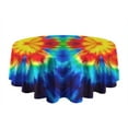 thumbnail image 5 of Colorful Tie Dye Flowe Round Tablecloth 60"x60",Wrinkle Wipeable Table Cloth for Kitchen Dining Room Picnic Patio Party, 5 of 6