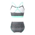 thumbnail image 4 of inlzdz Girls Tropical Print Bikini Set  Two Piece Swimsuits Summer Water Sport Swimwear Bathing Suits Blue 12, 4 of 7