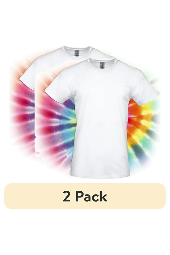 (2 pack) Gildan Adult Short Sleeve Crew T-Shirt  White Size 2XL Soft Cotton Classic Fit Blank Tee for Tie Dye & DIY Crafts