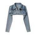 thumbnail image 2 of Sakmal Ladies Barn Jacket Denim Blue Cropped Jean Coat Outerwear Women Jackets Fall L, 2 of 9